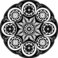 black and white round ornament mandala design