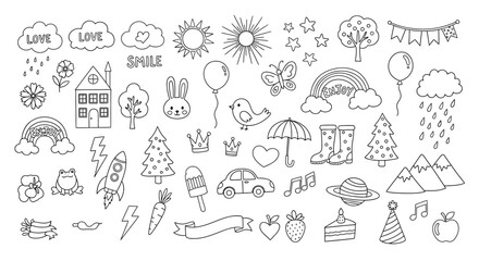 Cute Hand-Drawn Whimsical Doodle Collection