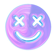 3d render of chrome shape y2k inspired smily