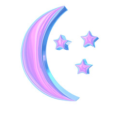 Obraz premium 3d render of chrome shape y2k inspired moon 02