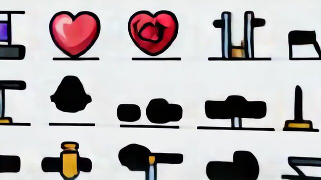 Cartoon Style Fitness and Gym Equipment Pattern on White Background