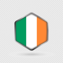 Ireland Flag Icon in Hexagon Shape.
