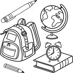 Back to school cartoon illustration of a pencil sharpener with a clock time concept design icon
