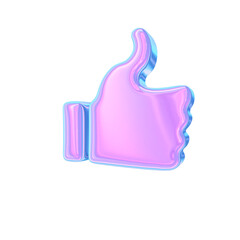 3d render of chrome shape y2k inspired thumbs up