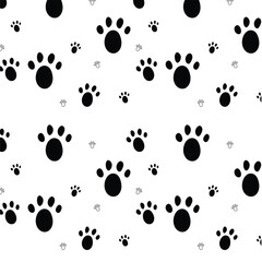 Cat Paw Seamless Pattern isolated on white background