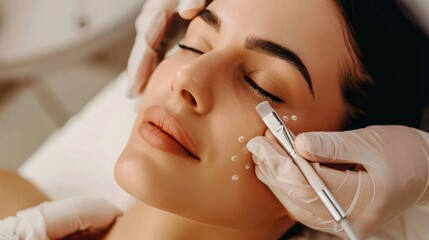 Facial treatment with white cream