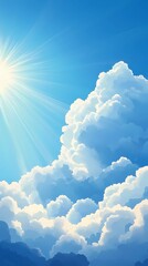 Cloudscape texture with radiant sun rays breaking through, ideal for atmospheric backgrounds, uplifting visuals, and nature-inspired compositions.