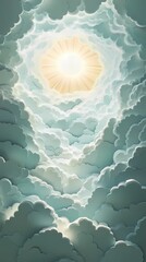 Radiant sun rays over soft cloud texture, great for inspirational backgrounds, weather visuals, and ethereal design projects.