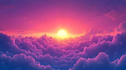 Radiant sun rays over soft cloud texture, great for inspirational backgrounds, weather visuals, and ethereal design projects.
