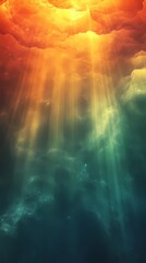 Radiant sun rays over soft cloud texture, great for inspirational backgrounds, weather visuals, and ethereal design projects.