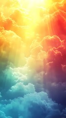 Radiant sun rays over soft cloud texture, great for inspirational backgrounds, weather visuals, and ethereal design projects.