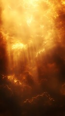 Radiant sun rays over soft cloud texture, great for inspirational backgrounds, weather visuals, and ethereal design projects.