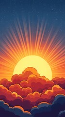 Radiant sun rays over soft cloud texture, great for inspirational backgrounds, weather visuals, and ethereal design projects.