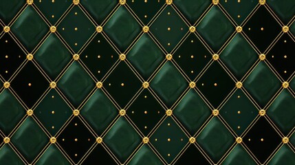 Emerald green and gold quilted pattern
