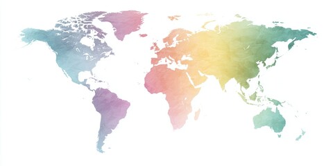 A Colorful World Map on Crumpled Paper Background, Evoking a Sense of Global Exploration and Adventure