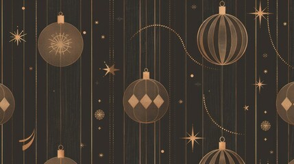 Elegant gold Christmas ornaments pattern