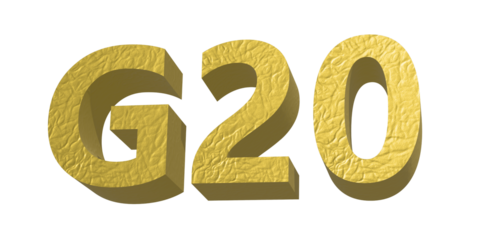 G20、金色の立体のロゴ、3D制作
