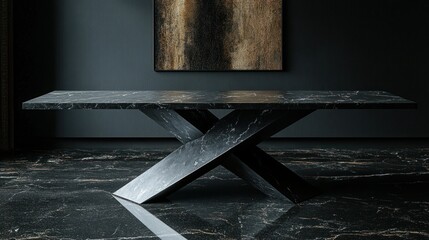 Modern dark marble dining table