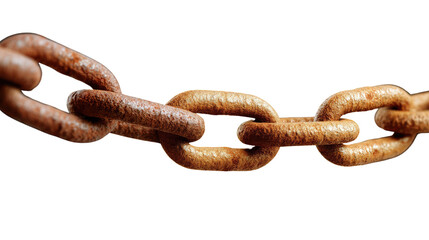 Obraz premium Rusty Metal Chain: A close-up of a sturdy metal chain, its links displaying a rich tapestry of rust, isolated against a plain backdrop.