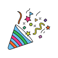 confetti lineal colorline icon with white background vector stock illustration