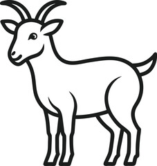 goat vector illustration black and white outline