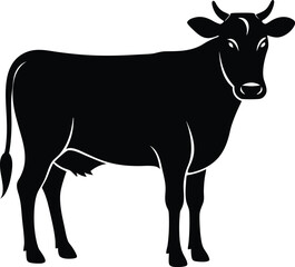Cow graphic icon. black cow silhouette isolated on a transparent background. Vector illustration
