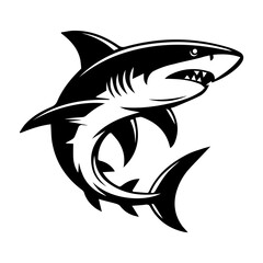 Black and White Tribal Shark Vector Illustration for Tattoos and Logos
