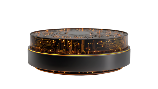 Futuristic Circuit Board Disk Glowing Technology
