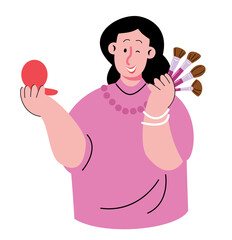 Make-up Artist with Brushes and Mirror