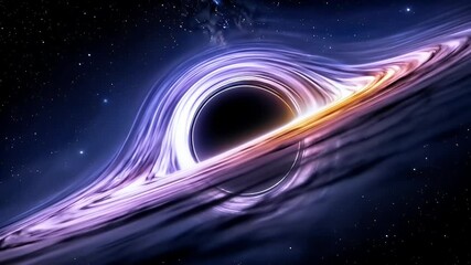 Supermassive black hole with a glowing accretion disk in deep space - Powered by Adobe