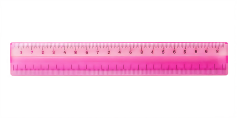 Pink plastic ruler isolated on white background, PNG