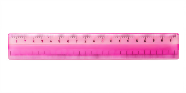 Pink plastic ruler isolated on white background, PNG - Powered by Adobe