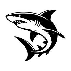 Fierce Shark Graphic Design in Tribal Black and White Style