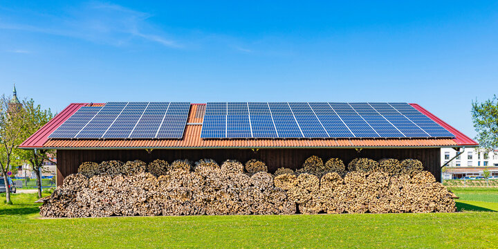 Barn with photovoltaic system and firewood in Weil der Stadt, Germany