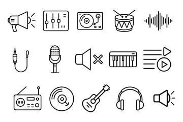 music icons set line art 