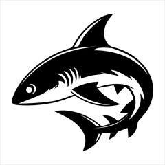 Stylized Vector Shark in Bold Black and White Ink for Graphic Use