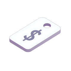 Minimalistic white sale dollar price tag isolated on transparent background png  