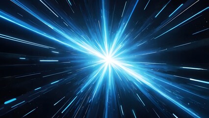 Obraz premium Brilliant Blue Light Burst in Deep Space – Radiant Energy Explosion