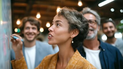 A multicultural team brainstorms on a mindmap in a contemporary office setting. - Powered by Adobe