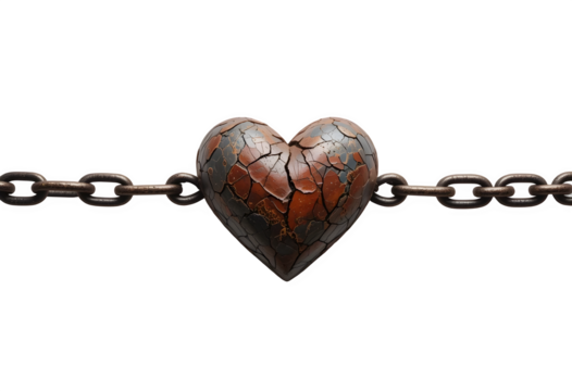 heart shaped chain، Metal Chain a Weathered Heart