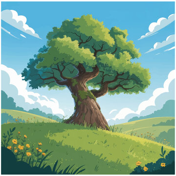 natural scenery tree flower cloud gress sky.eps