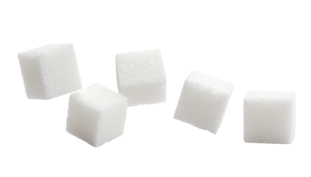 sugar cubes falling floating on white in Png