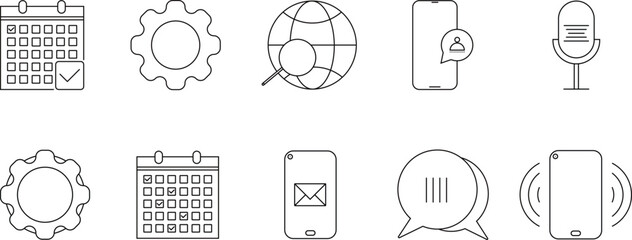 Minimal Line Technology Icon Set for Web and Mobile UI