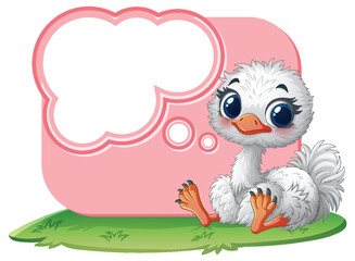 Cute Ostrich with Thought Bubble