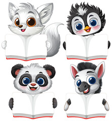 Cute Animals Reading Together