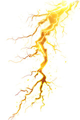 Bright yellow lightning bolt striking against a white background, symbolizing energy and power
