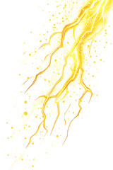 Bright yellow lightning bolt with splashes of light, creating a dynamic energy effect