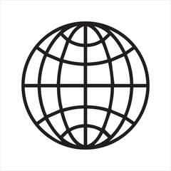 Minimal Globe Silhouette Vector Icon – Earth Map Outline in Black on White Background