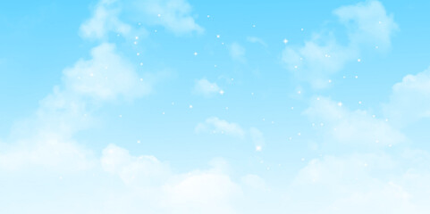 Blue sky and clouds for background. Vector design.