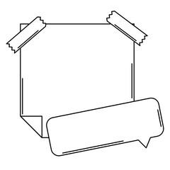 Paper note with sticky tape. Frame or background for reminder.